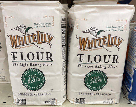 2 BAGS White Lily Enriched Bleached White Self Rising Flour 2 lb Bag