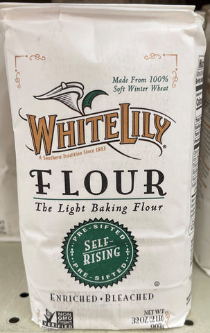 2 Bags of White Lily Enriched Bleached White Self Rising Flour, 2 lb