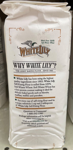 2 BAGS White Lily Enriched Bleached White Self Rising Flour 2 lb Bag