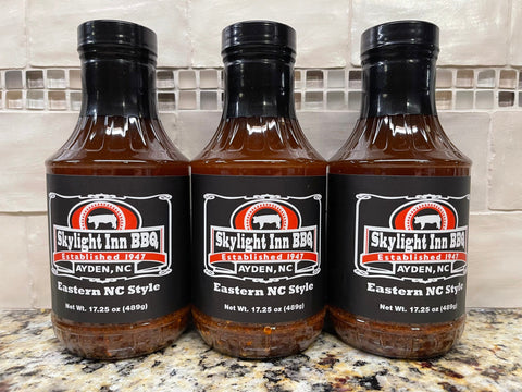 3 Bottles Skylight Inn BBQ Sauce 17.25 oz Barbecue Pork Dip Chicken Ayden NC