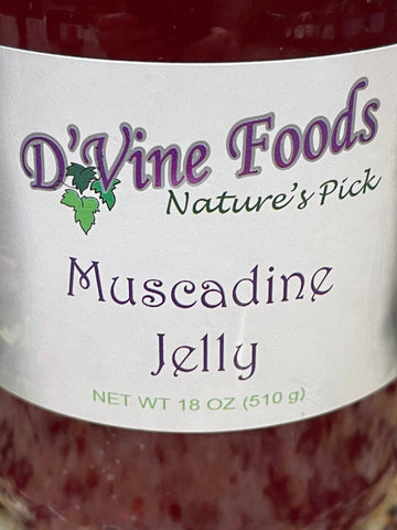 D'vine Foods Muscadine Jelly 18 oz Jar Sweet and Savory Jam Biscuit