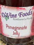 D'vine Foods Pomegranate Jelly 18 oz Jar Sweet Tangy Jam Juice