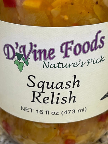 D'Vine Foods Nature's Pick Yellow Summer Squash Relish 16 oz Jar NC