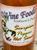 3 Bottles of D'Vine Foods Scorpion Hot Pepper Sauce, 5 oz