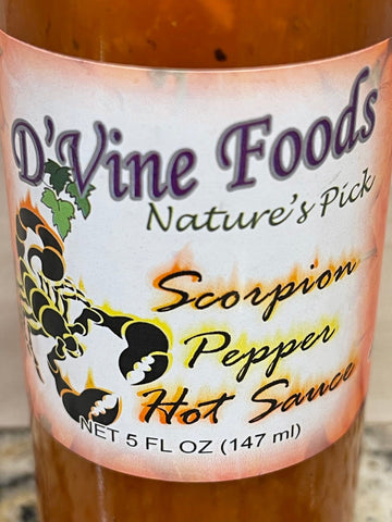 3 Bottles of D'Vine Foods Scorpion Hot Pepper Sauce, 5 oz