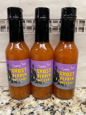 3 BOTTLES D'Vine Foods Scary Hot Ghost Pepper Hot Sauce 5 oz Habanero