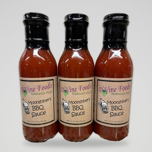 3 Bottles of D'Vine Foods Moonshiner's BBQ Sauce, 12 oz