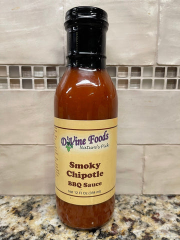 3 Bottles of D'Vine Foods Smoky Chipotle BBQ Sauce, 12 oz