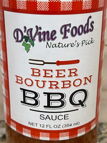 3 BOTTLES D'Vine Foods Beer Bourbon BBQ Sauce 12 oz Pork Chicken