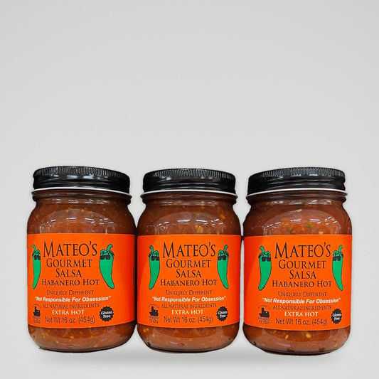 3 Jars of Mateo's Gourmet Habanero Hot Salsa, 16 oz