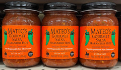 3 JARS Mateo's Gourmet Habanero Hot Salsa 16 Oz Pepper Sauce Taco