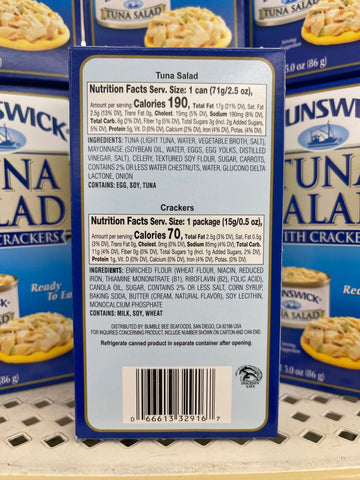 6 Packs of Brunswick Tuna Salad with crackers, 3.25 oz