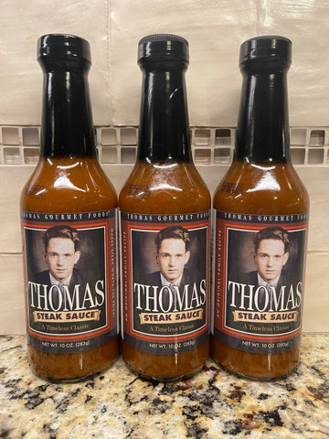 3 BOTTLES Thomas Gourmet Steak Sauce 10 oz Ribeye Tbone BBQ Burger