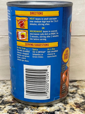 4 CANS Ortega Traditional Refried Beans 16 oz Can Pintos Taco Filing Burrito