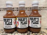 3 BOTTLES Mild Porky's Place BBQ Sauce 16 oz Barbecue Pork Dip Chicken