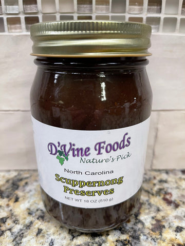 D'vine Foods Scuppernong Preserves 18 oz Jar Sweet Tart Grape Jam Biscuit Jelly