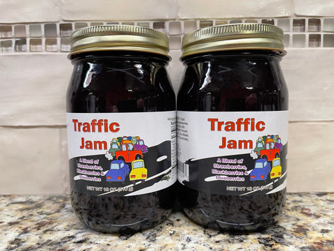 2 Jars D'vine Foods TRAFFIC Jam 18 oz Jar Strawberry Blackberry Blueberry Jelly