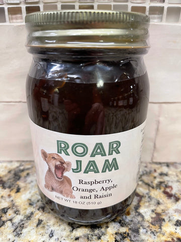 2 Jars D'vine Foods ROAR Jam 18 oz Jar Raspberry Orange Apple Raisin Jelly