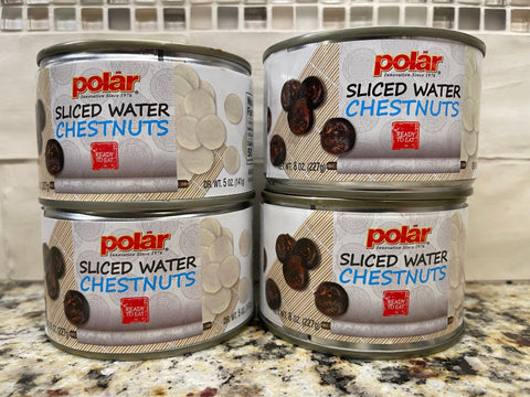 4 Cans of MW Polar Foods Sliced Water Chestnuts 8 oz Salad Stir fry Soup