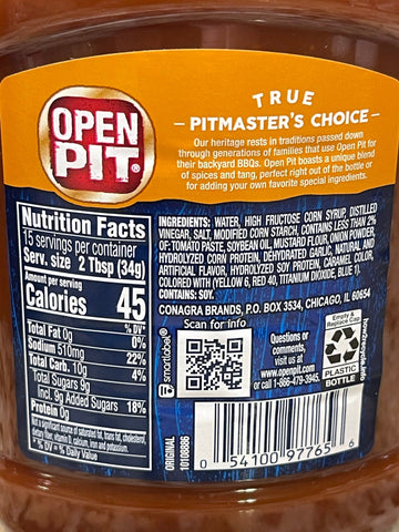3 Bottles of Open Pit Blue Label Original Barbecue Sauce, 18 oz