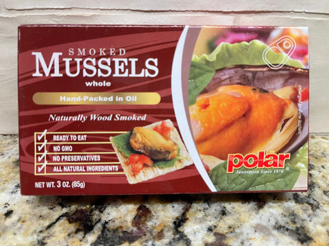 9 CANS MW Polar Foods Fancy Whole Smoked Mussels 3 oz Tin Sardines Fish