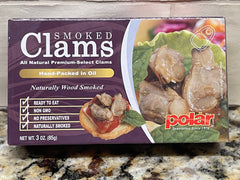 MW Polar Foods Salted Smoked Clams in Cottonseed Oil 3 oz Tin Fish