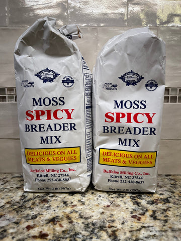 2 BAGS Moss Spicy Breader Mix 2 lb flour pork chops chicken pickles NC