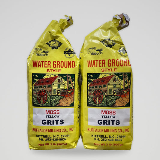 2 Bags of Moss Water Ground Style Grits Yellow, 2 lb