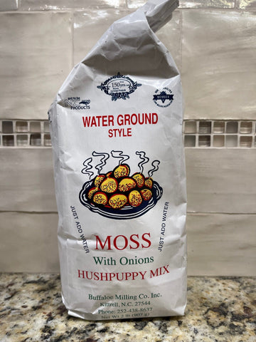 2 Bags of Moss Water Ground Style Hushpuppy with Onion Mix, 2 lb