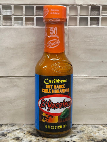 4 BOTTLES El Yucateco Chile Habanero Caribbean Hot Sauce Salsa 4 Oz