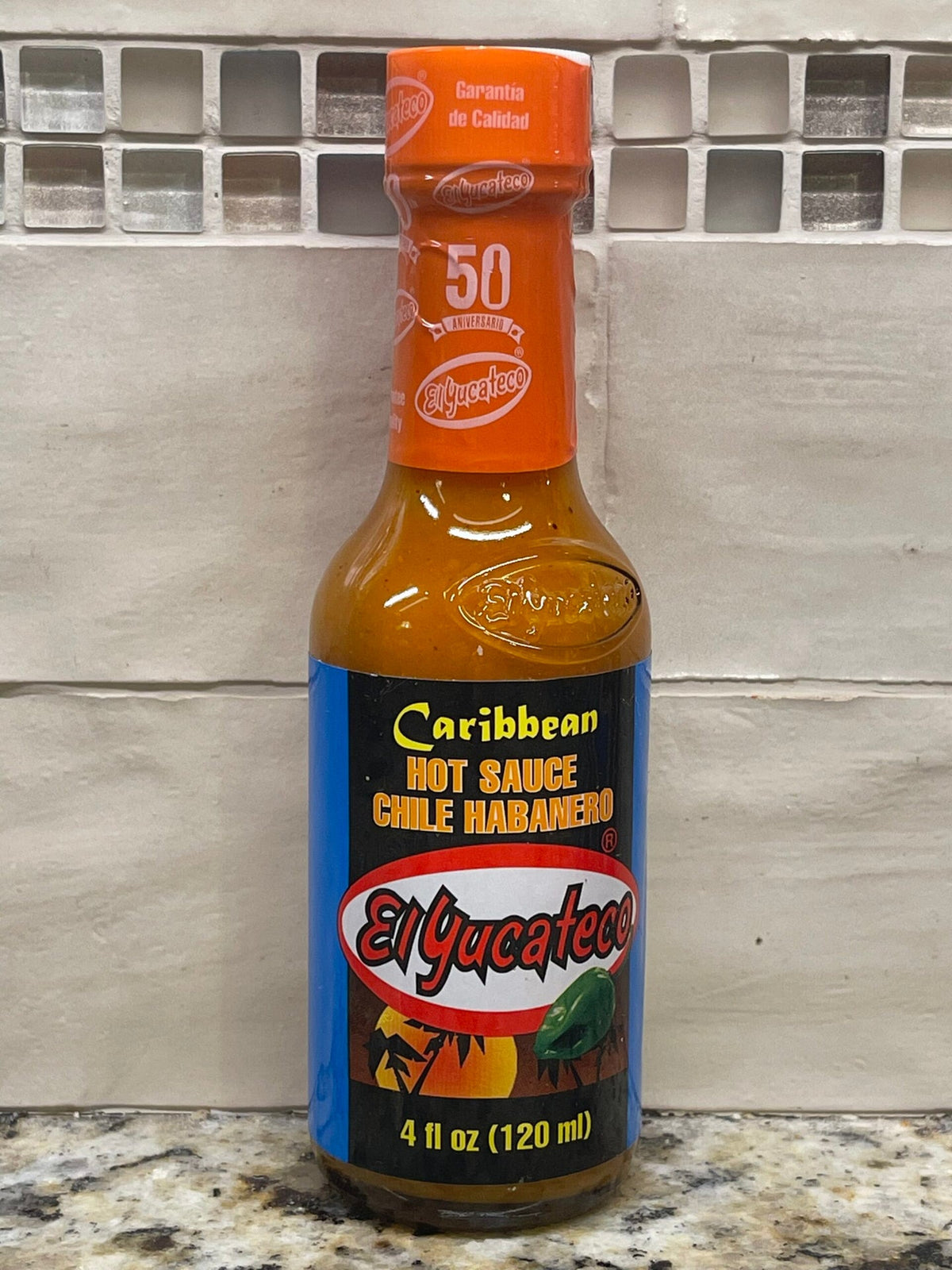 4 Bottles of El Yucateco Chile Habanero Caribbean Hot Sauce Salsa, 4 oz