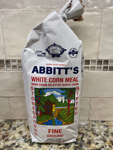 2 Bags of Abbitts Mills Fine Ground White Corn Meal, 2 lb