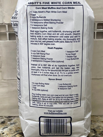 2 Bags of Abbitts Mills Fine Ground White Corn Meal, 2 lb