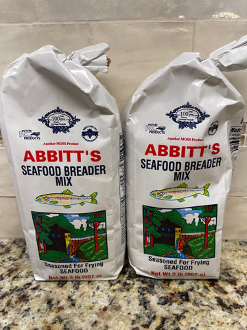 2 BAGS Abbitts Mills Seafood Breader 2 Lb Bag flour Fry Catfish Fish Flounder