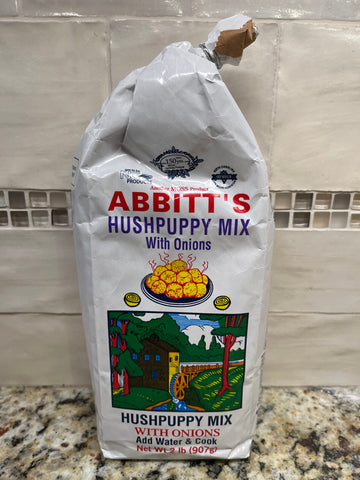 2 BAGS Abbitts Mills Hush Puppy Mix with Onions 2 Lb Bag fritter