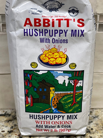 2 BAGS Abbitts Mills Hush Puppy Mix with Onions 2 Lb Bag fritter