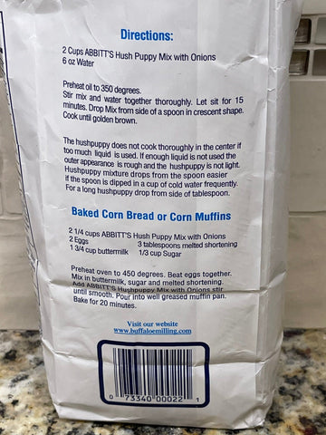 2 Bags of Abbitts Mills Premium Deluxe Sweet Onion Hush Puppy Mix, 2 lb