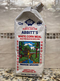 2 Bags of Abbitts Mills Medium Ground White Corn Meal, 2 lb