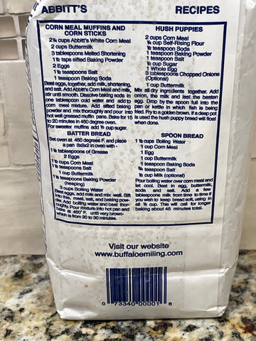 2 Bags of Abbitts Mills Medium Ground White Corn Meal, 2 lb