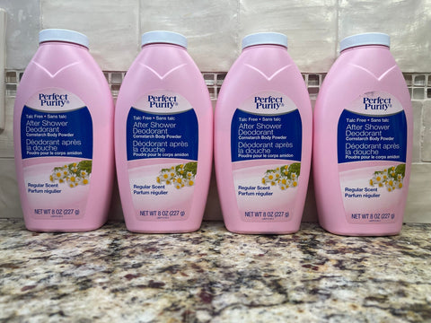 4 Bottles Perfect Purity Talc Free After Shower Deodorant Body Powder 8 oz