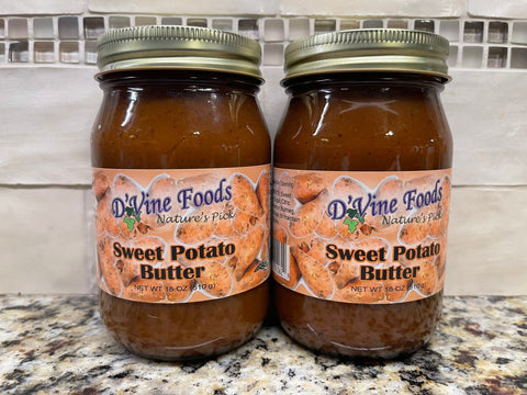 2 Jars D'vine Foods Nature's Pick Sweet Potato Butter 18 oz Jar