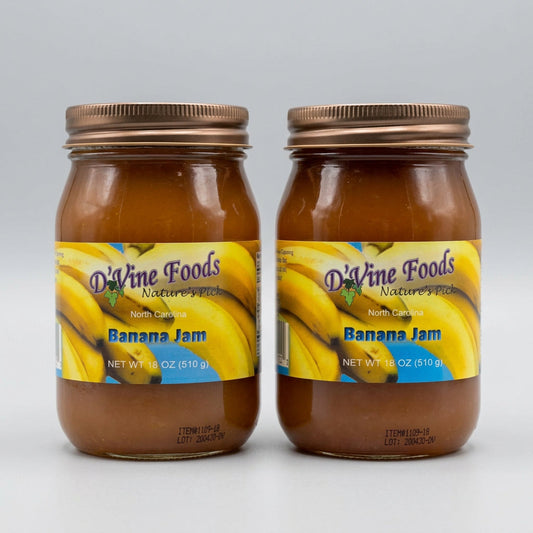 2 Jars of D'vine Foods Nature's Pick Sweet Banana Jam, 18 oz