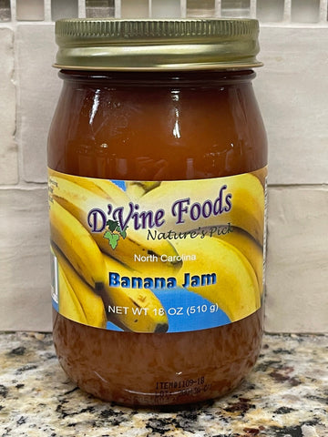 2 Jars D'vine Foods Nature's Pick Sweet Banana Jam 18 oz Jar Jelly