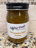 D'vine Foods Watermelon Rind Pickles 16 oz Jar Pickled Snack Salad Dill