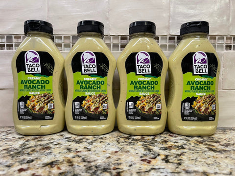 4 BOTTLES Taco Bell Creamy Avocado Ranch Sauce 12 oz guacamole dip chips