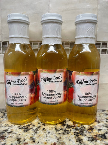 3 Bottles D'vine Foods Nature's Pick 100% Pure Scuppernong Grape Juice 12 oz