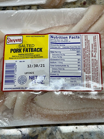 2 PACKS Stevens Salted Pork Fatback 14 oz Ham Cracklings Seasoning