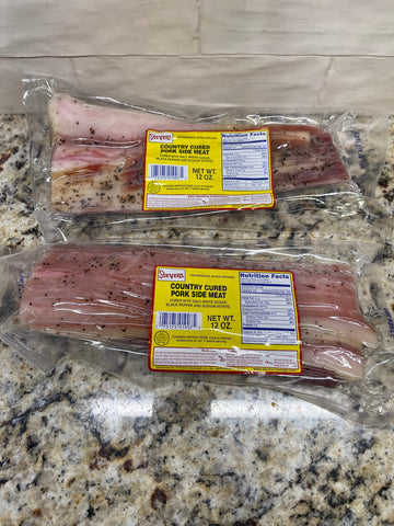 2 PACKS Stevens Country Cured Pork Side Meat 12 oz Ham Seasoning Slices