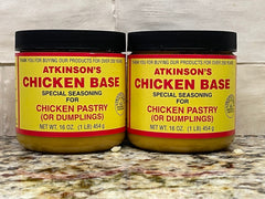 2 JARS Atkinson's Chicken Base Seasoning 1 lb made Pastry or Dumplings