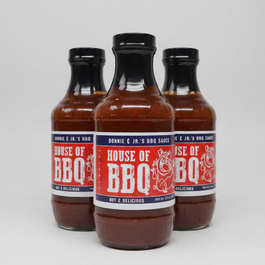 3 Bottles Bonnie & Jr.'s House of BBQ Sauce Hot & Delicious Barbecue TN